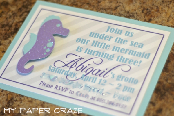 Mermaid seahorse invitations from My Paper Craze